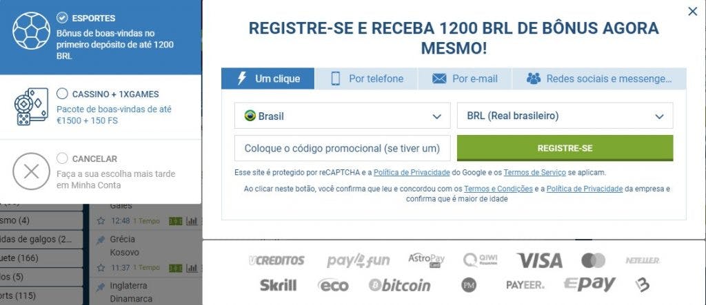 como criar uma conta na 1xbet