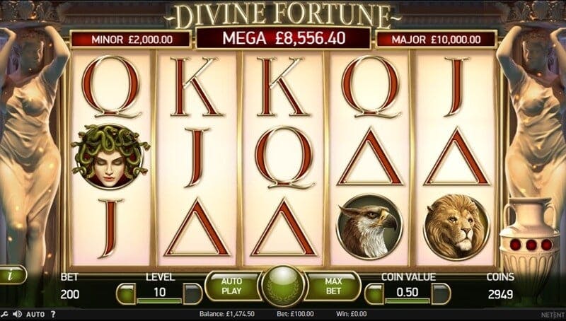 jackpot Mega, Minor e Major do Divine Fortune